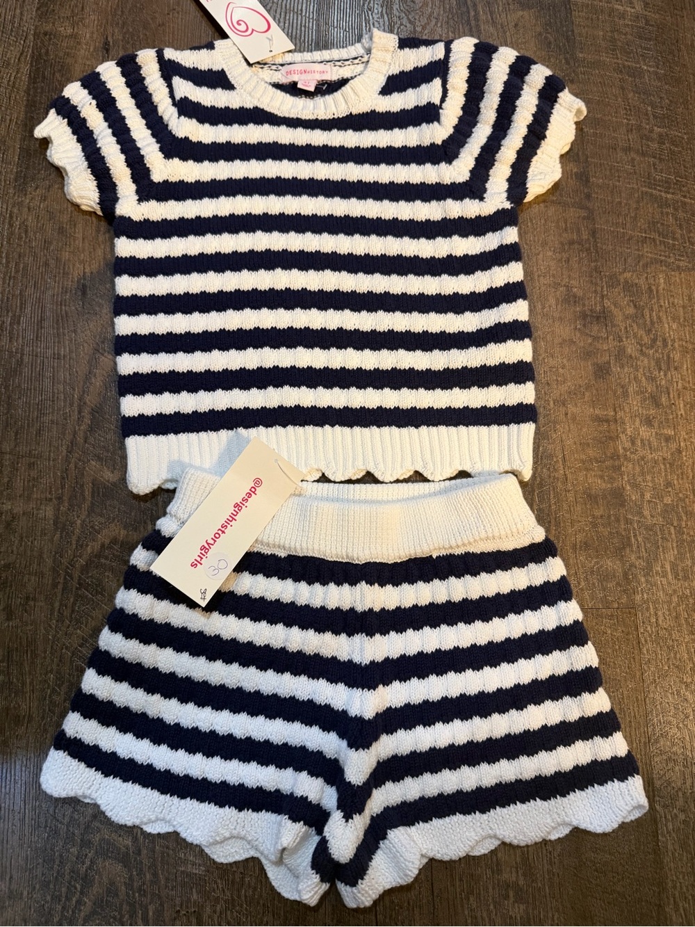 Design History Nautical Stripe Knit Two-Piece Set – Navy & White